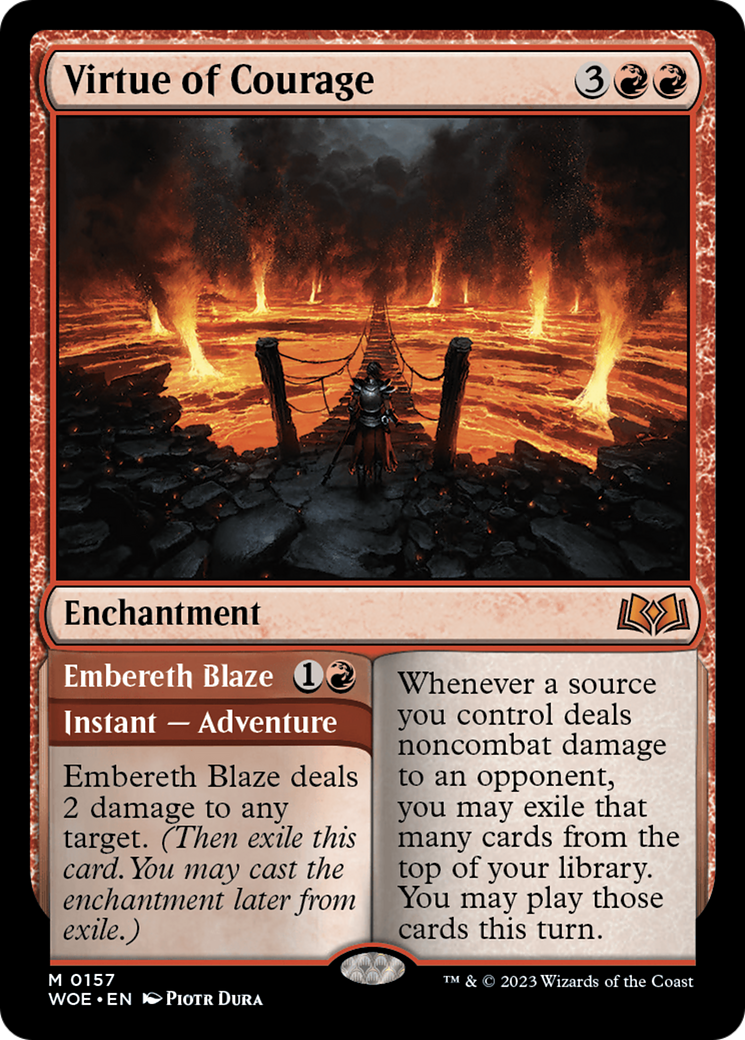Virtue of Courage // Embereth Blaze [Wilds of Eldraine] | Good Games Adelaide SA