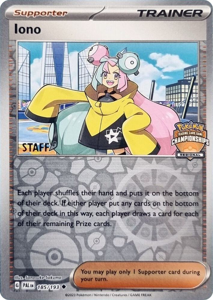 Iono 185 193 Regional Championships Staff 185/193 (League & Championship Cards)  - Reverse Holofoil | Good Games Adelaide SA