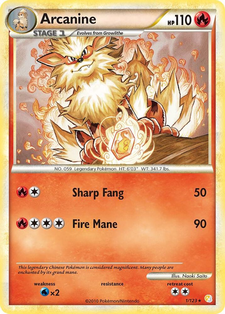 Arcanine 1/123 (HeartGold SoulSilver)  - Reverse Holofoil | Good Games Adelaide SA