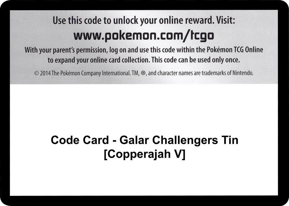 Code Card Galar Challengers Tin Copperajah V  (Miscellaneous Cards & Products)  | Good Games Adelaide SA
