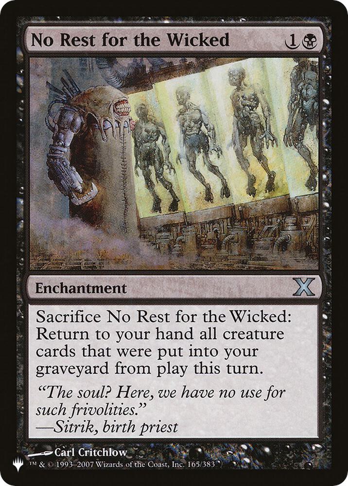No Rest for the Wicked 165/383 (The List Reprints)  | Good Games Adelaide SA