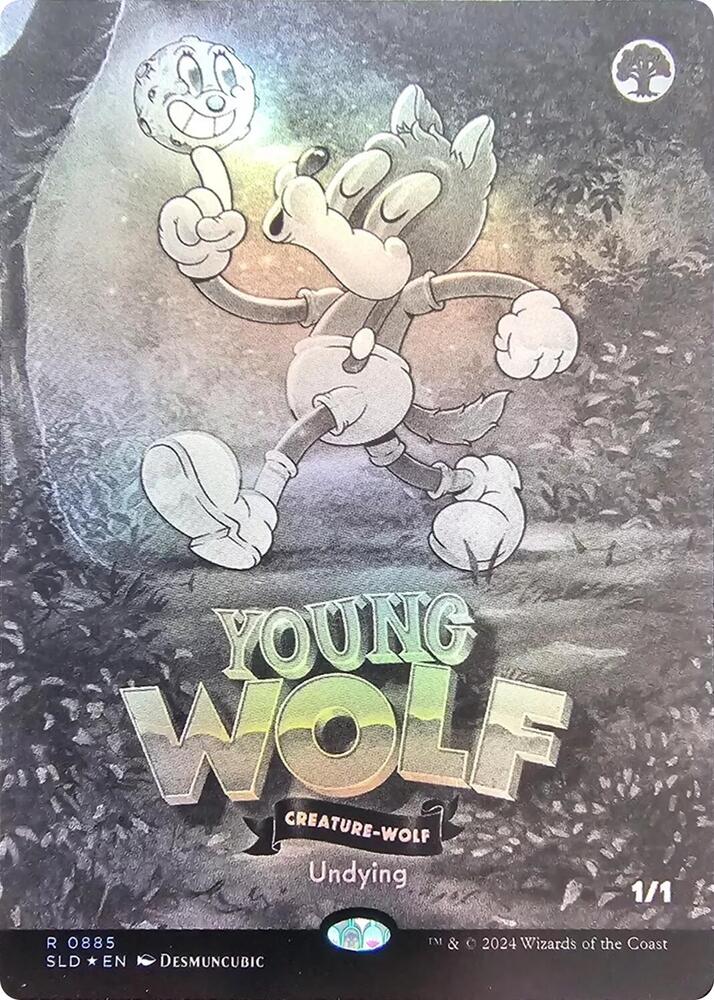 Young Wolf Black and White Foil 885 (Secret Lair Drop Series)  - Foil | Good Games Adelaide SA