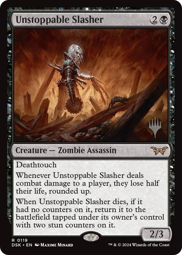 Unstoppable Slasher 0119 119 (Promo Pack: Duskmourn: House of Horror)  - Foil | Good Games Adelaide SA