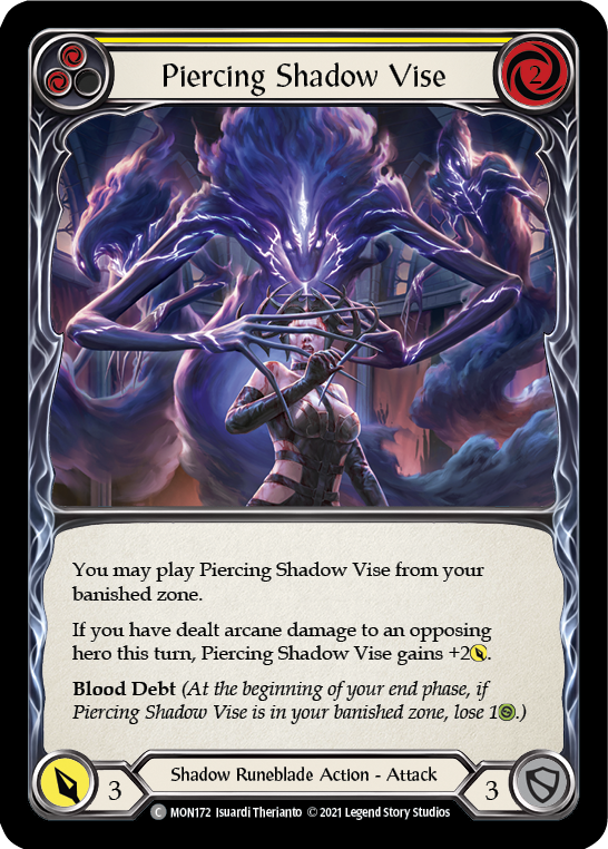 Piercing Shadow Vise (Yellow) [MON172-RF] 1st Edition Rainbow Foil | Good Games Adelaide SA