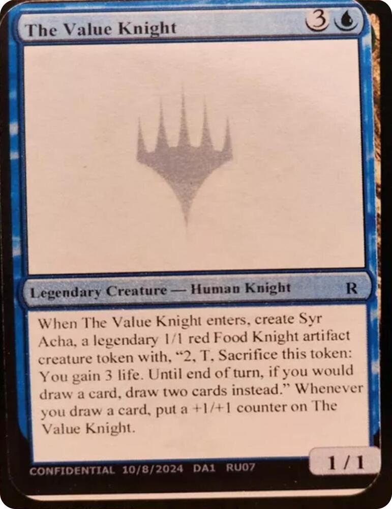 The Value Knight  (Un-Known Event Playtest Cards)  | Good Games Adelaide SA