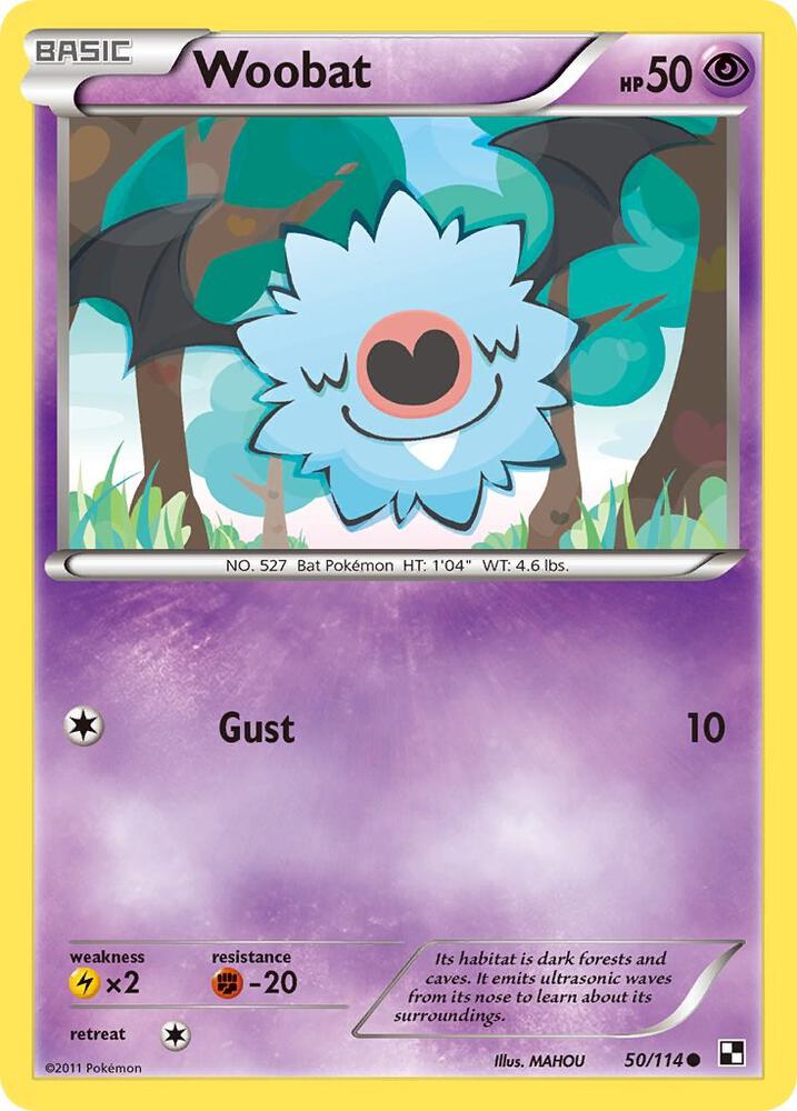 Woobat 50/114 (Black and White)  - Reverse Holofoil | Good Games Adelaide SA