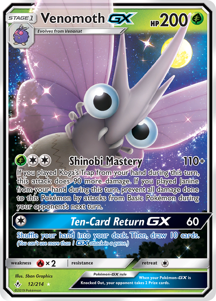 Venomoth GX (12/214) [Sun & Moon: Unbroken Bonds] | Good Games Adelaide SA