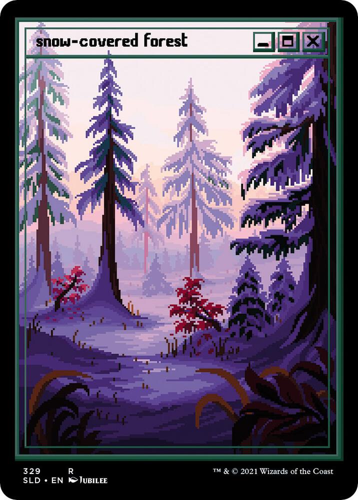 Snow Covered Forest PixelSnowLandsjpg 329 (Secret Lair Drop Series)  - Foil | Good Games Adelaide SA