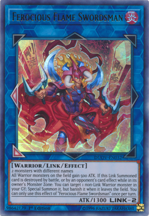 Ferocious Flame Swordsman [DUOV-EN032] Ultra Rare | Good Games Adelaide SA