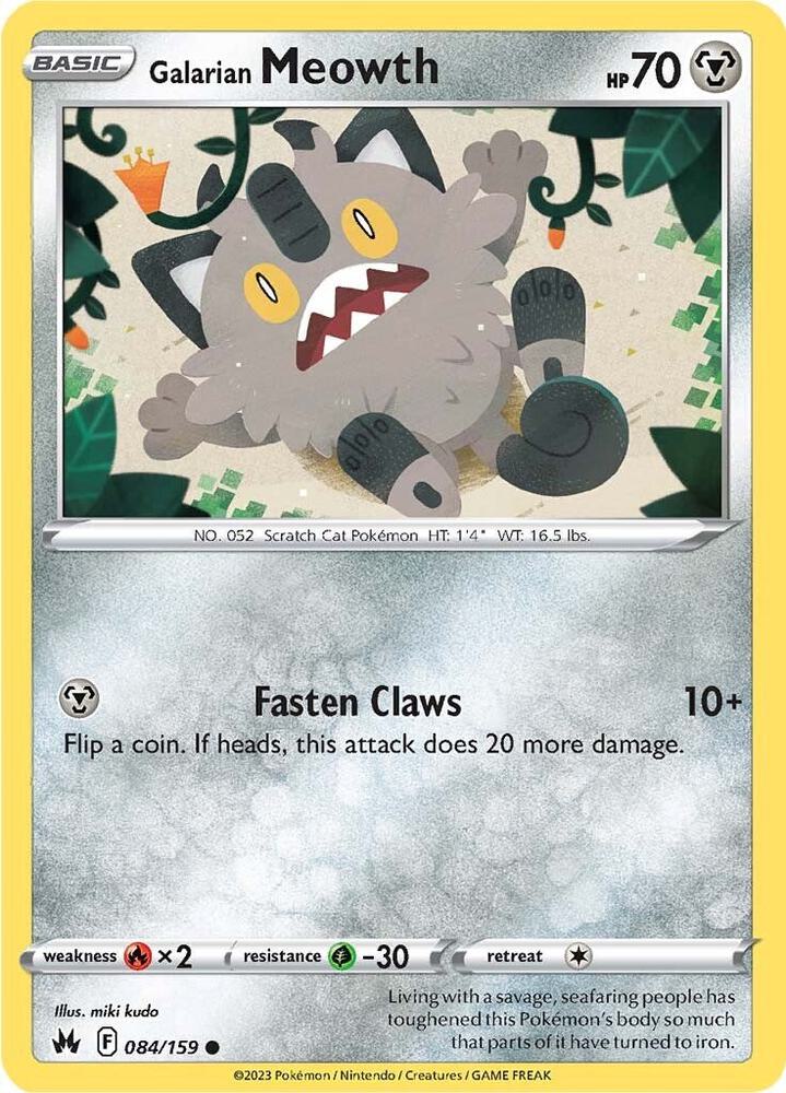 Galarian Meowth 084/159 (Crown Zenith)  | Good Games Adelaide SA