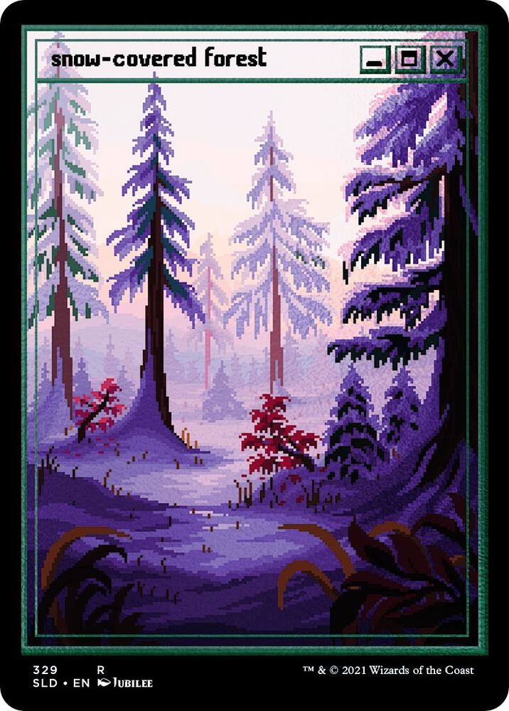 Snow Covered Forest PixelSnowLandsjpg Foil Etched 329 (Secret Lair Drop Series)  - Foil | Good Games Adelaide SA