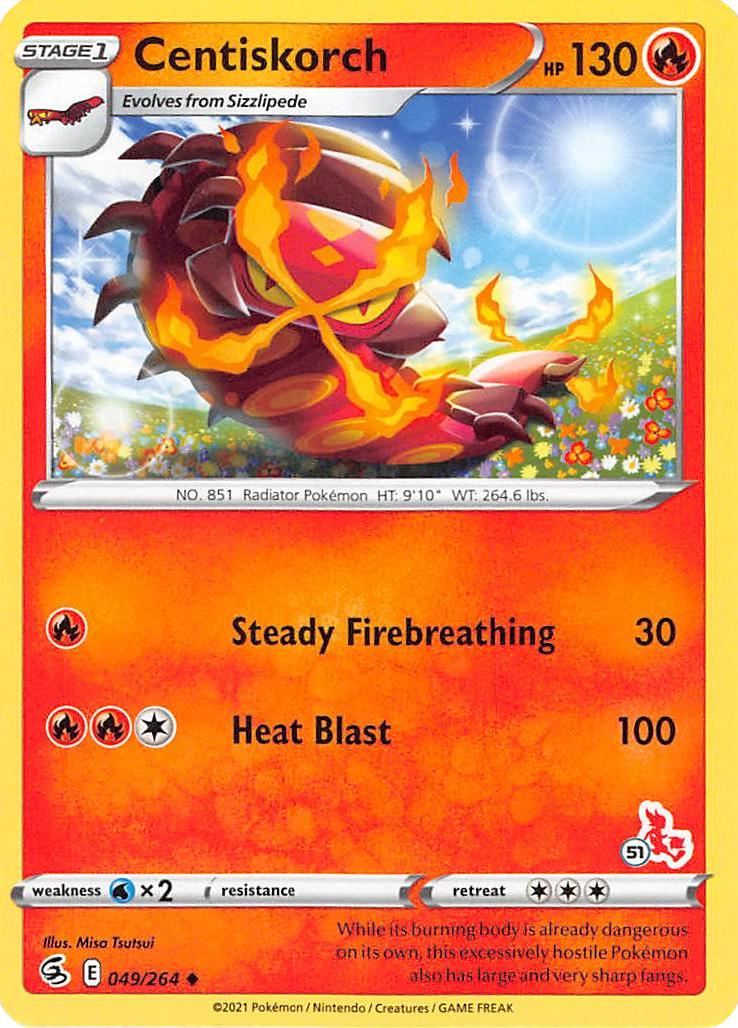 Centiskorch (49/264) (Cinderace Stamp #51) [Battle Academy 2022] | Good Games Adelaide SA