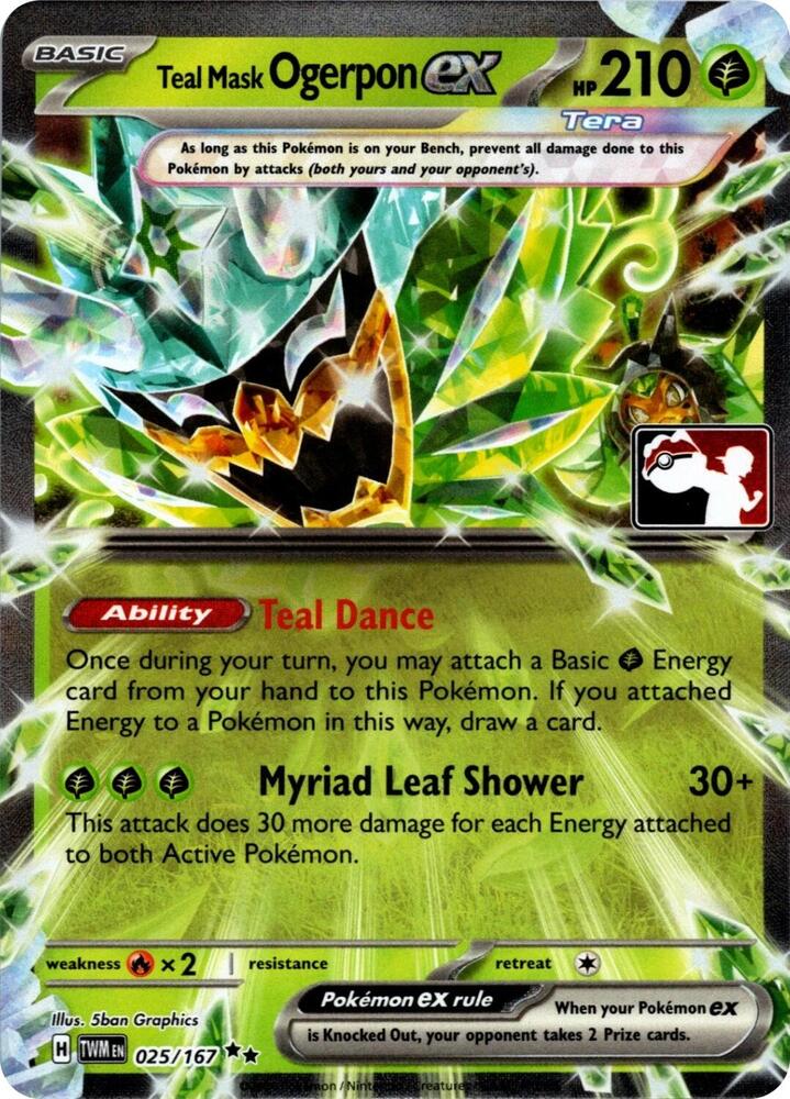 Teal Mask Ogerpon ex Duplicate 025/167 (Prize Pack Series Cards)  - Holofoil | Good Games Adelaide SA