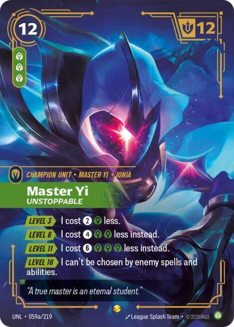 Master Yi - Unstoppable 059a/219 (Unleashed)  - Foil | Good Games Adelaide SA