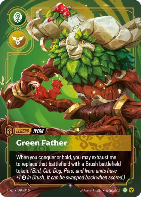 Ivern - Green Father 195/219 (Unleashed)  - Foil | Good Games Adelaide SA