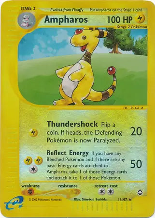 Ampharos 001/147 (Aquapolis)  - Reverse Holofoil | Good Games Adelaide SA