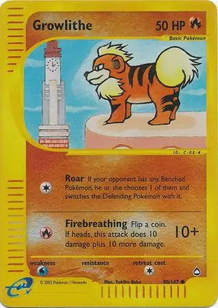 Growlithe  080/147 (Aquapolis)  - Reverse Holofoil | Good Games Adelaide SA