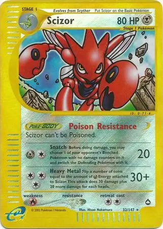 Scizor 032/147 (Aquapolis)  - Reverse Holofoil | Good Games Adelaide SA