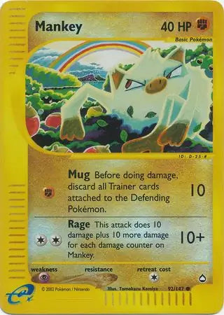 Mankey 092/147 (Aquapolis)  - Reverse Holofoil | Good Games Adelaide SA
