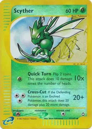 Scyther  057/147 (Aquapolis)  - Reverse Holofoil | Good Games Adelaide SA