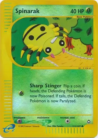 Spinarak  111/147 (Aquapolis)  - Reverse Holofoil | Good Games Adelaide SA