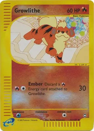 Growlithe  051/147 (Aquapolis)  - Reverse Holofoil | Good Games Adelaide SA