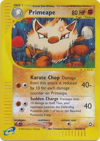 Primeape 029/147 (Aquapolis)  - Reverse Holofoil | Good Games Adelaide SA