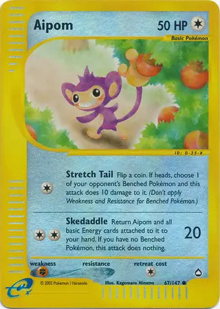 Aipom 067/147 (Aquapolis)  - Reverse Holofoil | Good Games Adelaide SA