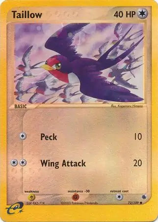 Taillow 72/109 (Ruby and Sapphire)  - Reverse Holofoil | Good Games Adelaide SA