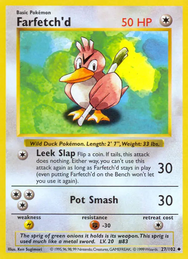 Farfetch'd 027/102 (Base Set (Shadowless))  - Unlimited | Good Games Adelaide SA