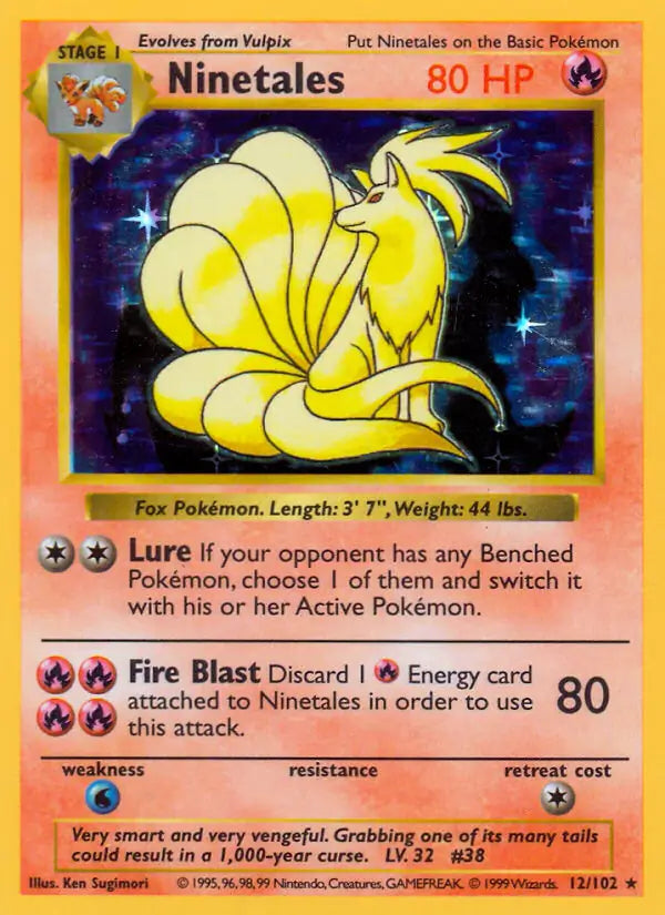 Ninetales 012/102 (Base Set (Shadowless))  - Unlimited Holofoil | Good Games Adelaide SA