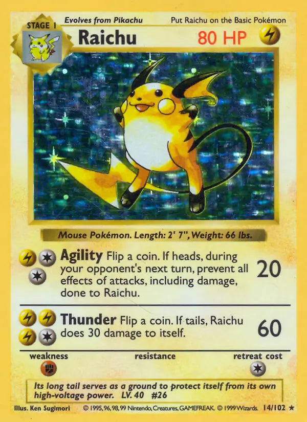 Raichu 014/102 (Base Set (Shadowless))  - Unlimited Holofoil | Good Games Adelaide SA