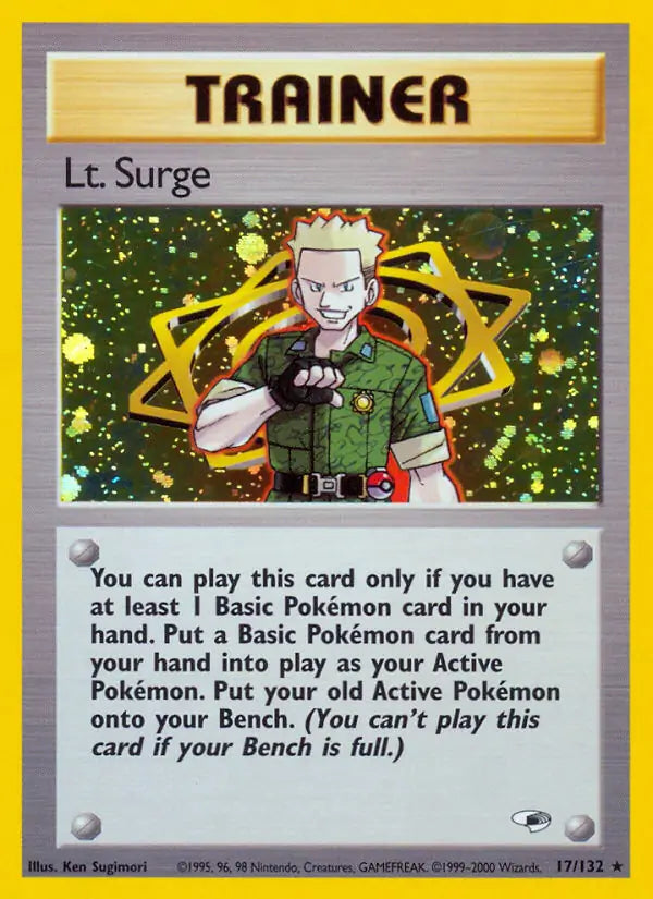 Lt. Surge 017/132 (Gym Heroes)  - Unlimited Holofoil | Good Games Adelaide SA