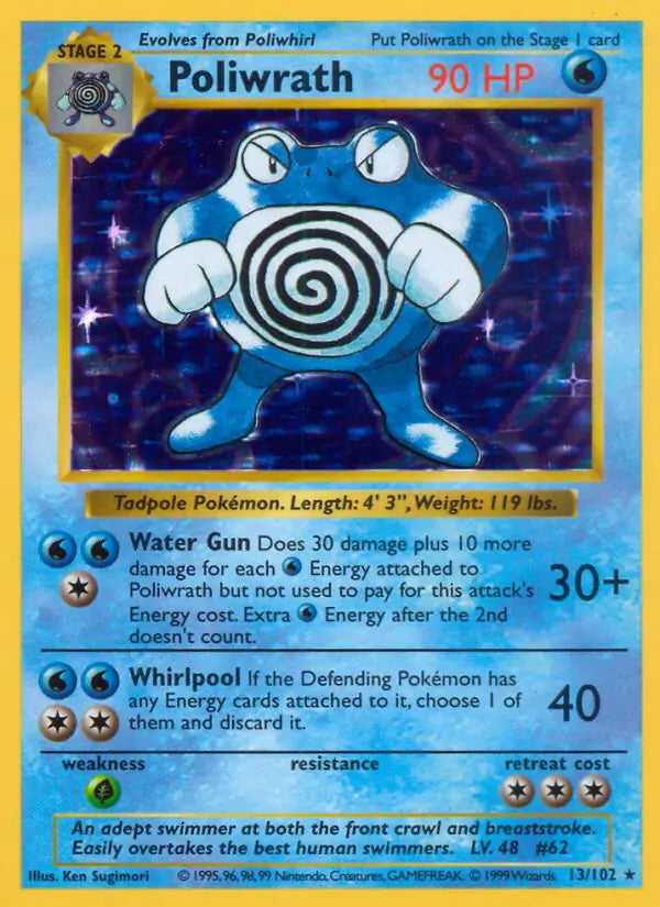 Poliwrath 013/102 (Base Set (Shadowless))  - Unlimited Holofoil | Good Games Adelaide SA