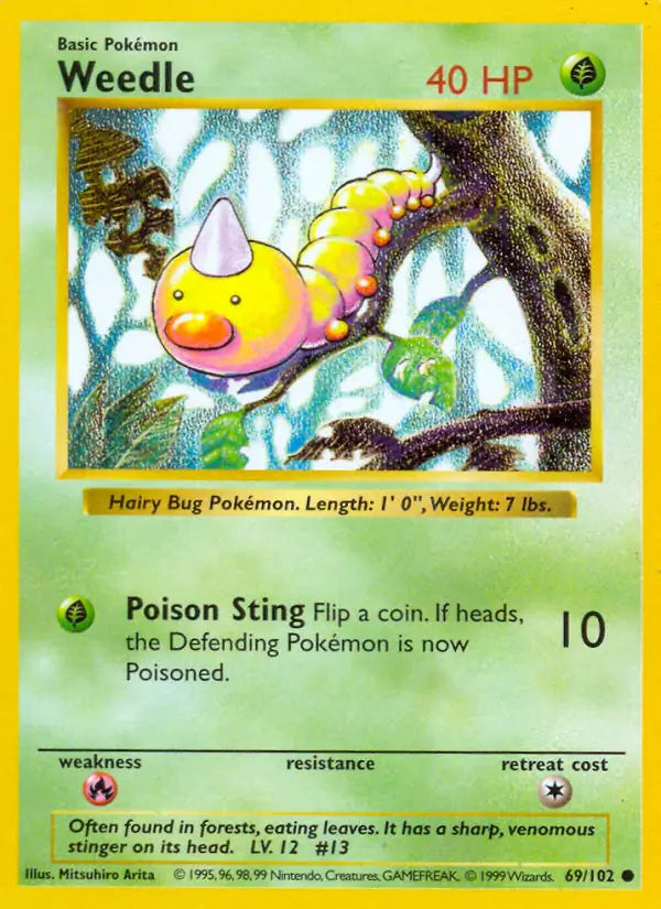 Weedle 069/102 (Base Set (Shadowless))  - Unlimited | Good Games Adelaide SA