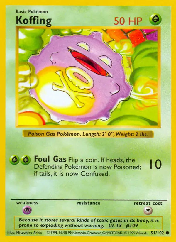 Koffing 051/102 (Base Set (Shadowless))  - Unlimited | Good Games Adelaide SA