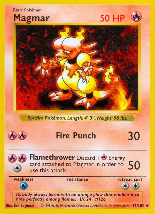 Magmar 036/102 (Base Set (Shadowless))  - Unlimited | Good Games Adelaide SA
