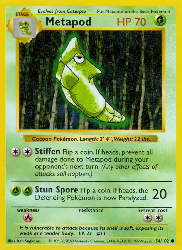 Metapod 054/102 (Base Set (Shadowless))  - Unlimited | Good Games Adelaide SA