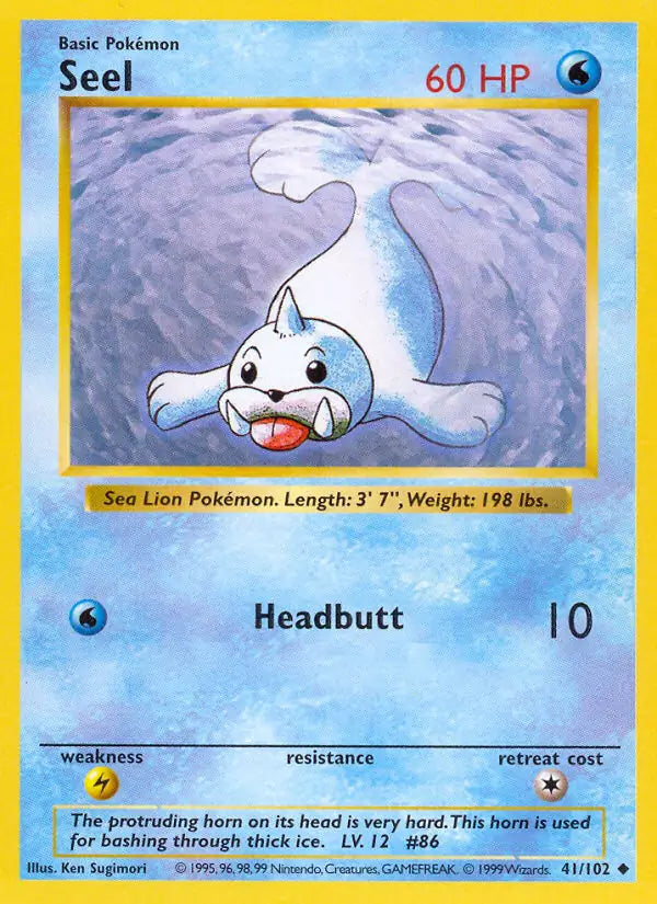 Seel 041/102 (Base Set (Shadowless))  - Unlimited | Good Games Adelaide SA