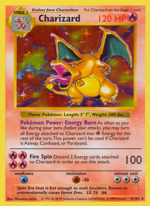 Charizard 004/102 (Base Set (Shadowless))  - Unlimited Holofoil | Good Games Adelaide SA