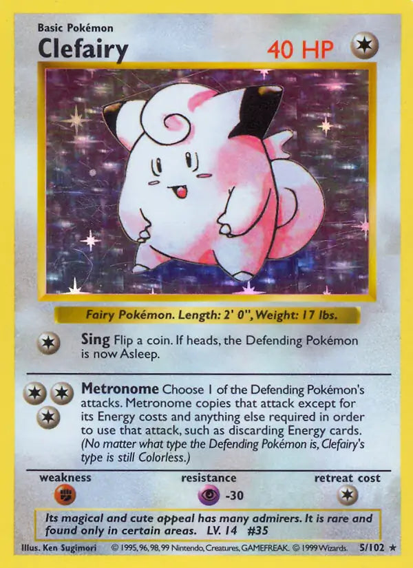 Clefairy 005/102 (Base Set (Shadowless))  - Unlimited Holofoil | Good Games Adelaide SA