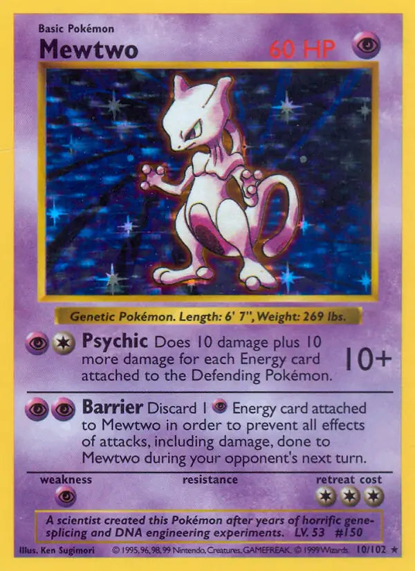 Mewtwo 010/102 (Base Set (Shadowless))  - Unlimited Holofoil | Good Games Adelaide SA