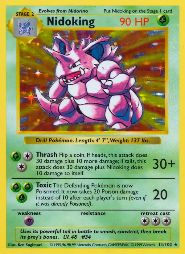 Nidoking 011/102 (Base Set (Shadowless))  - Unlimited Holofoil | Good Games Adelaide SA