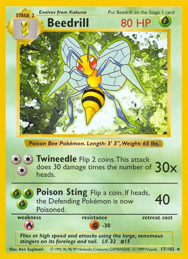 Beedrill 017/102 (Base Set (Shadowless))  - Unlimited | Good Games Adelaide SA