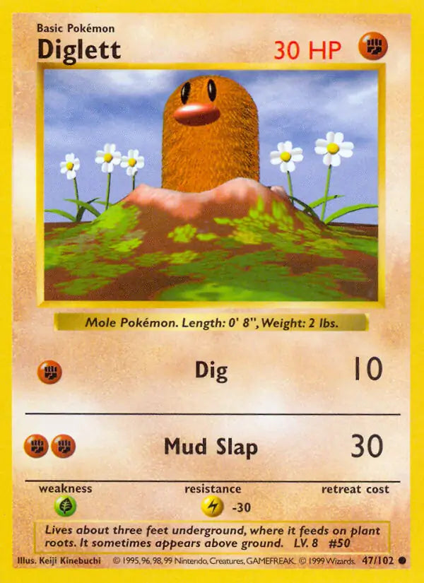 Diglett 047/102 (Base Set (Shadowless))  - Unlimited | Good Games Adelaide SA