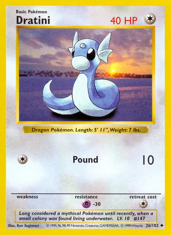 Dratini 026/102 (Base Set (Shadowless))  - Unlimited | Good Games Adelaide SA