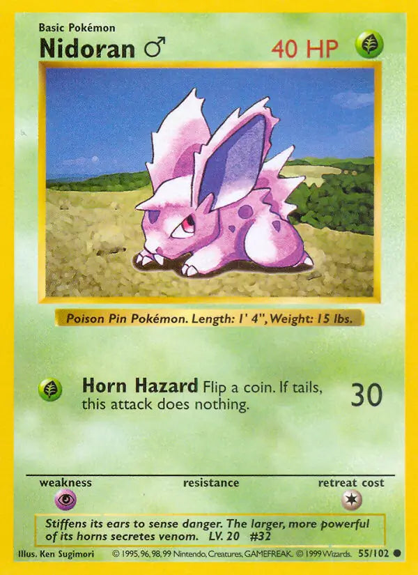 Nidoran M 055/102 (Base Set (Shadowless))  - Unlimited | Good Games Adelaide SA