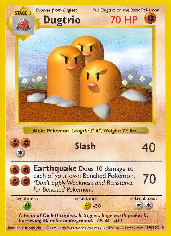 Dugtrio 019/102 (Base Set (Shadowless))  - Unlimited | Good Games Adelaide SA