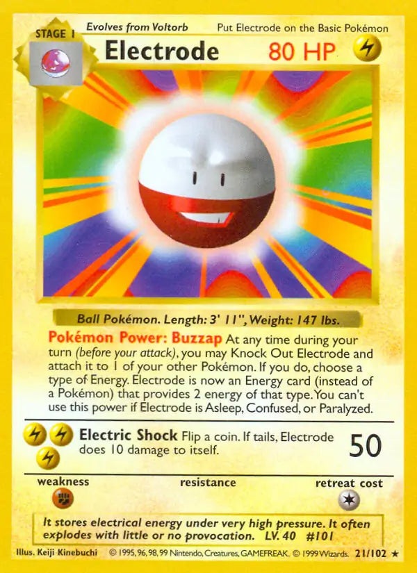 Electrode 021/102 (Base Set (Shadowless))  - Unlimited | Good Games Adelaide SA