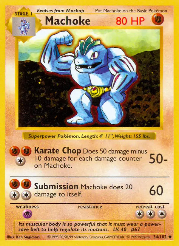Machoke 034/102 (Base Set (Shadowless))  - Unlimited | Good Games Adelaide SA